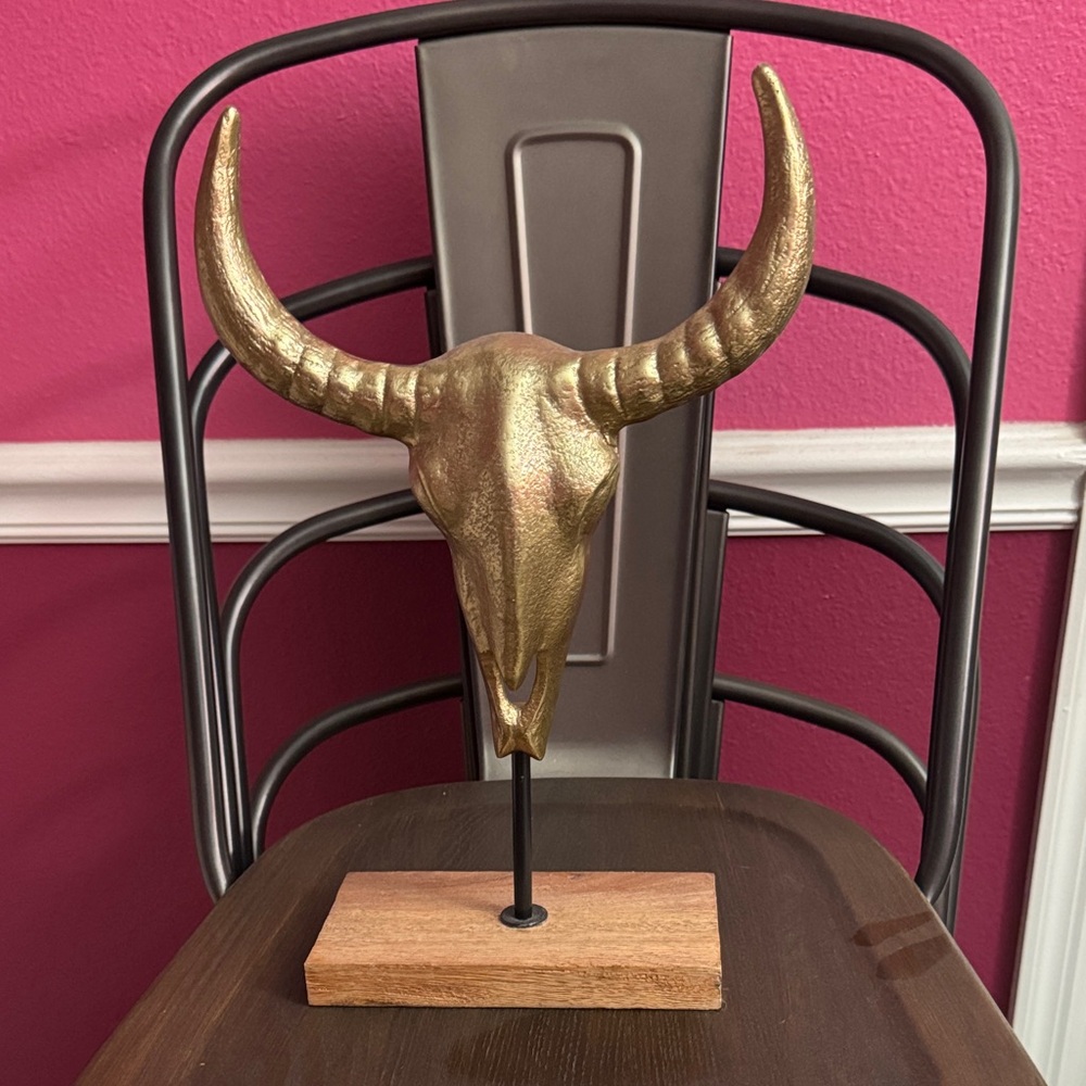Threshold Gold Bull Skull Table Accent